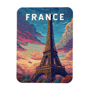 Magnet Flexible Illustration de voyage en France Art vintage