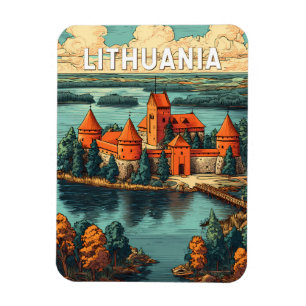 Magnet Flexible Illustration de voyage en Lituanie Art vintage