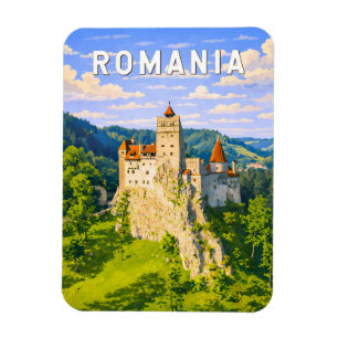 Magnet Flexible Illustration de voyage en Roumanie Art vintage