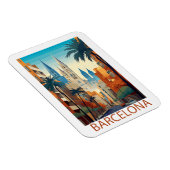 Magnet Flexible Illustration de voyage rétro à Barcelone (Côté Droit)