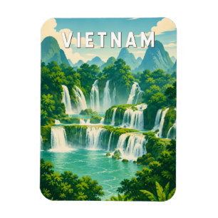 Magnet Flexible Illustration de voyage Vietnam Art vintage