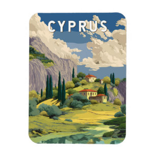 Magnet Flexible Illustration de voyage vintage de Chypre