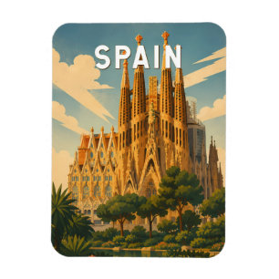 Magnet Flexible Illustration de voyage vintage en Espagne