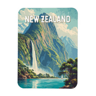 Magnet Flexible Illustration de voyage vintage en Nouvelle-Zélande