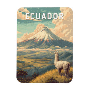 Magnet Flexible Illustration de voyage vintage Équateur