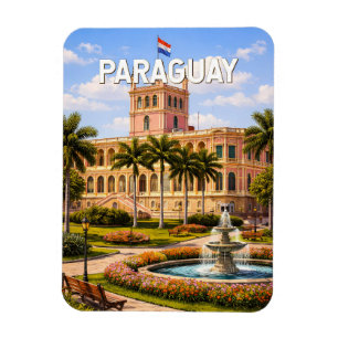 Magnet Flexible Illustration de voyage vintage sur le Paraguay