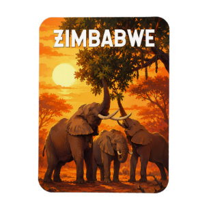 Magnet Flexible Illustration de voyage vintage sur le Zimbabwe