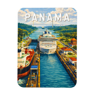Magnet Flexible Illustration de voyage vintage sur Panama