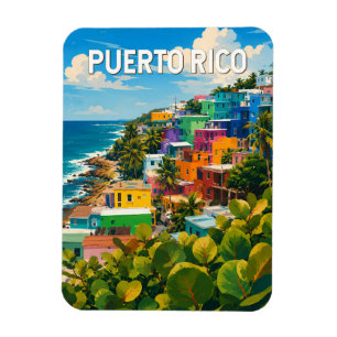 Magnet Flexible Illustration de voyage vintage sur Porto Rico