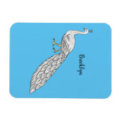 Magnet Flexible Illustration d'oiseau de paon blanc (Horizontal)