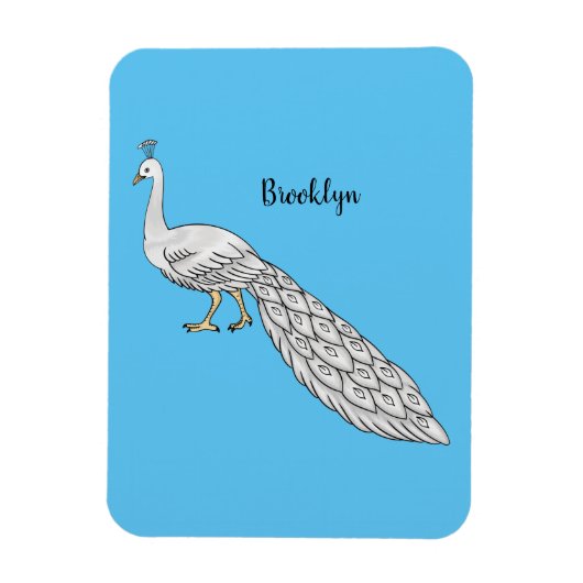 Magnet Flexible Illustration d'oiseau de paon blanc (Vertical)