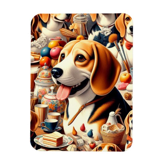 Magnet Flexible Illustration du Beagle rétro (Vertical)