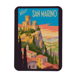 Magnet Flexible Illustration du château de Saint-Marin Art de voya