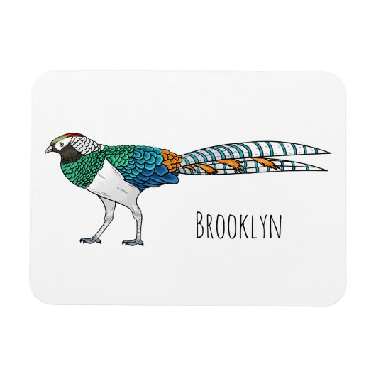 Magnet Flexible Illustration du faisan de Lady Amherst (Horizontal)