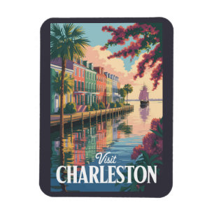 Magnet Flexible Illustration du front de mer de Charleston en Caro