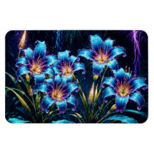 Illustration du jardin de nuit des fleurs biolumin