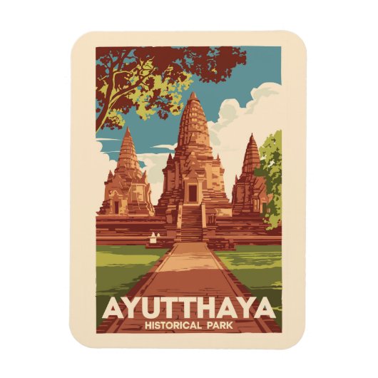 Magnet Flexible Illustration du parc historique d'Ayutthaya Art de (Vertical)