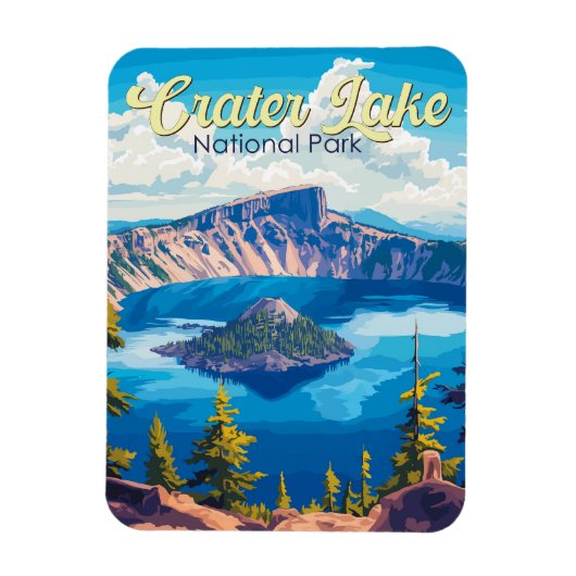 Magnet Flexible Illustration du parc national Crater Lake Art de v (Vertical)