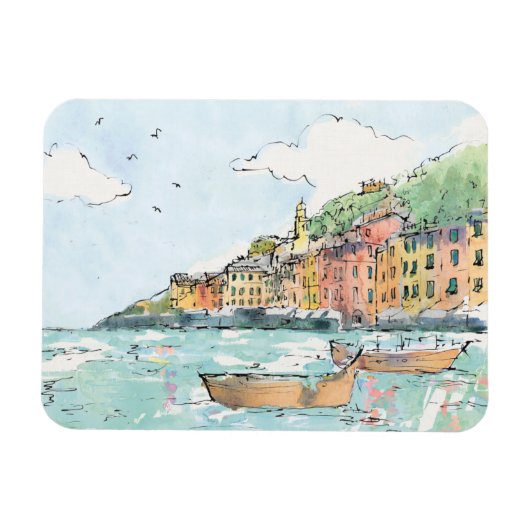 Magnet Flexible Illustration du port de Porofino (Horizontal)