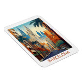 Magnet Flexible Illustration du Vintage voyage Retro Barcelona (Côté Droit)