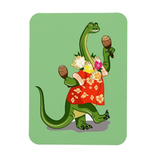 Magnet Flexible Illustration D'Un Brontosaurus Jouant À Maracas. (Vertical)