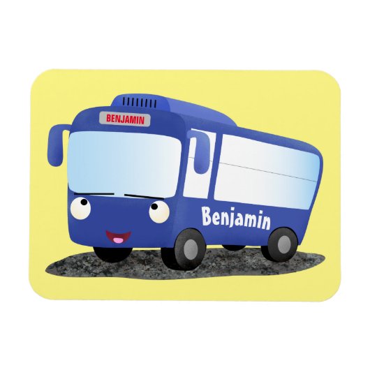 Magnet Flexible Illustration d'un bus moderne bleu mignon (Horizontal)