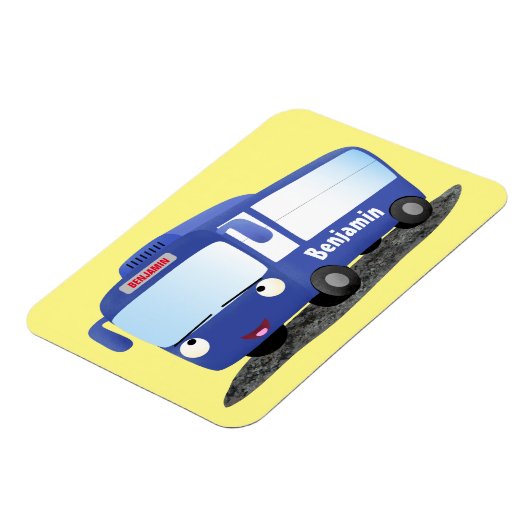 Magnet Flexible Illustration d'un bus moderne bleu mignon (Côté Gauche)