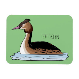 Magnet Flexible Illustration d'un grand oiseau de grèbe huppé