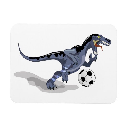 Magnet Flexible Illustration D'Un Raptor Dinosaure Jouant Au Footb (Horizontal)