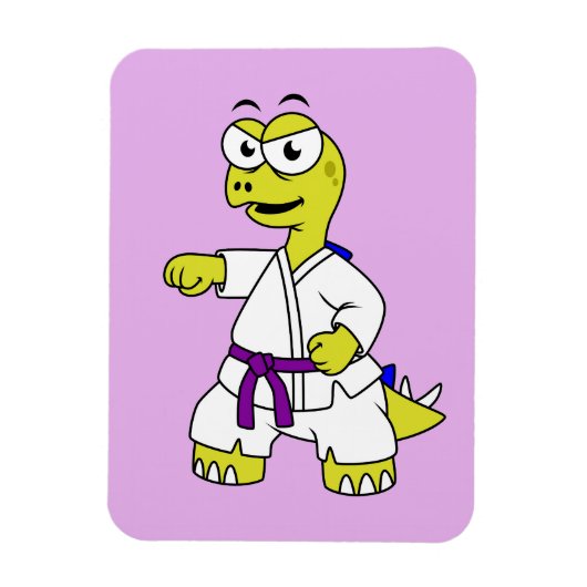 Magnet Flexible Illustration D'Un Stégosaurus Pratiquant Le Karaté (Vertical)