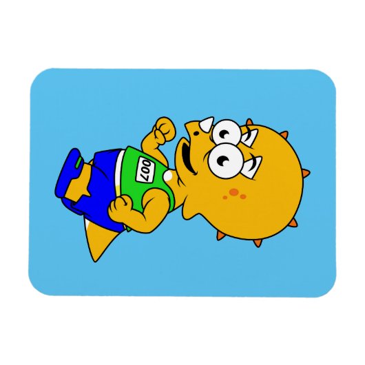 Magnet Flexible Illustration D'Un Tricératops Runner. (Horizontal)