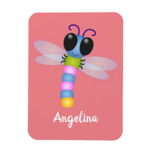 Magnet Flexible Illustration d'une libellule bleu et rose