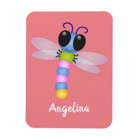 Magnet Flexible Illustration d'une libellule bleu et rose (Vertical)