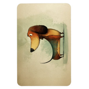 Magnet Flexible Illustration fantaisiste de teckel mignon