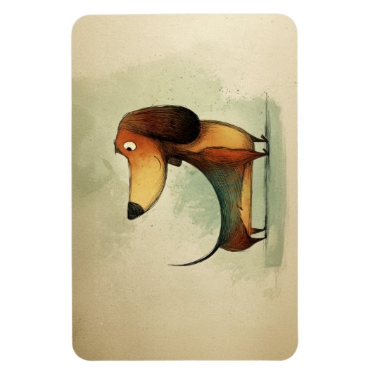 Magnet Flexible Illustration fantaisiste de teckel mignon (Vertical)