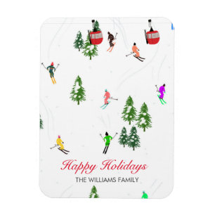 Magnet Flexible Illustration personnalisée des vacances de ski en 