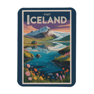 Magnet Flexible Illustration picturale vintage de voyage en Island