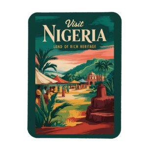 Magnet Flexible Illustration picturale vintage du Nigeria pour l'a