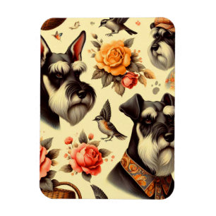 Magnet Flexible Illustration Retro Cute Schnauzer