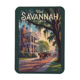 Magnet Flexible Illustration Rétro de Calèche à Cheval de Savannah