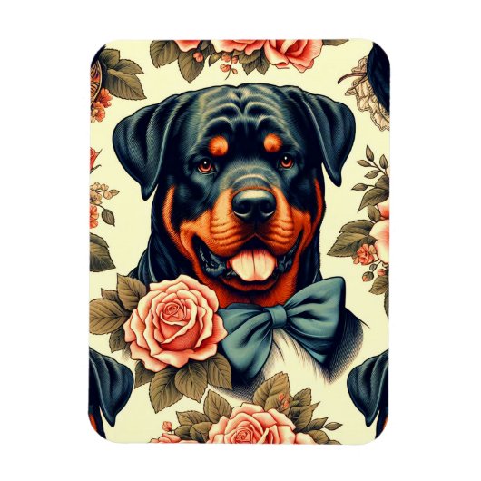 Magnet Flexible Illustration Retro Rottweiler (Vertical)