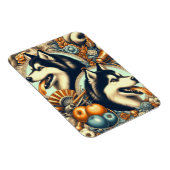 Magnet Flexible Illustration Retro Siberian Husky (Côté Droit)