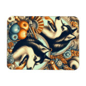 Magnet Flexible Illustration Retro Siberian Husky (Horizontal)
