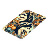 Magnet Flexible Illustration Retro Siberian Husky (Côté Gauche)