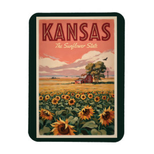 Magnet Flexible Illustration Touristique Art Vintage Tournesols du