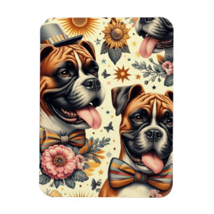 Magnet Flexible Illustration vintage de chien de boxe
