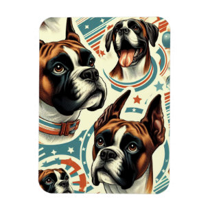 Magnet Flexible Illustration vintage de chien de boxe sans soudure