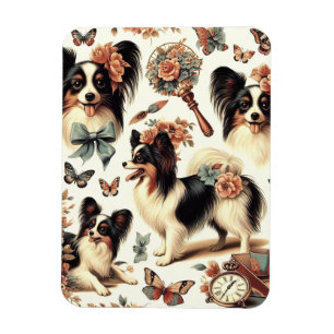 Magnet Flexible Illustration Vintage de chien Papillon