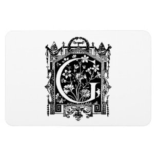 Magnet Flexible Illustration vintage de monogramme de la lettre G