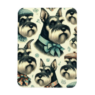 Magnet Flexible Illustration vintage Schnauzer sans joint